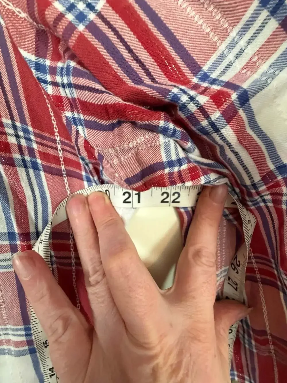 Alfred Dunner Women's Red and White Plaid 3/4 Sleeve Button-Down Top with Floral